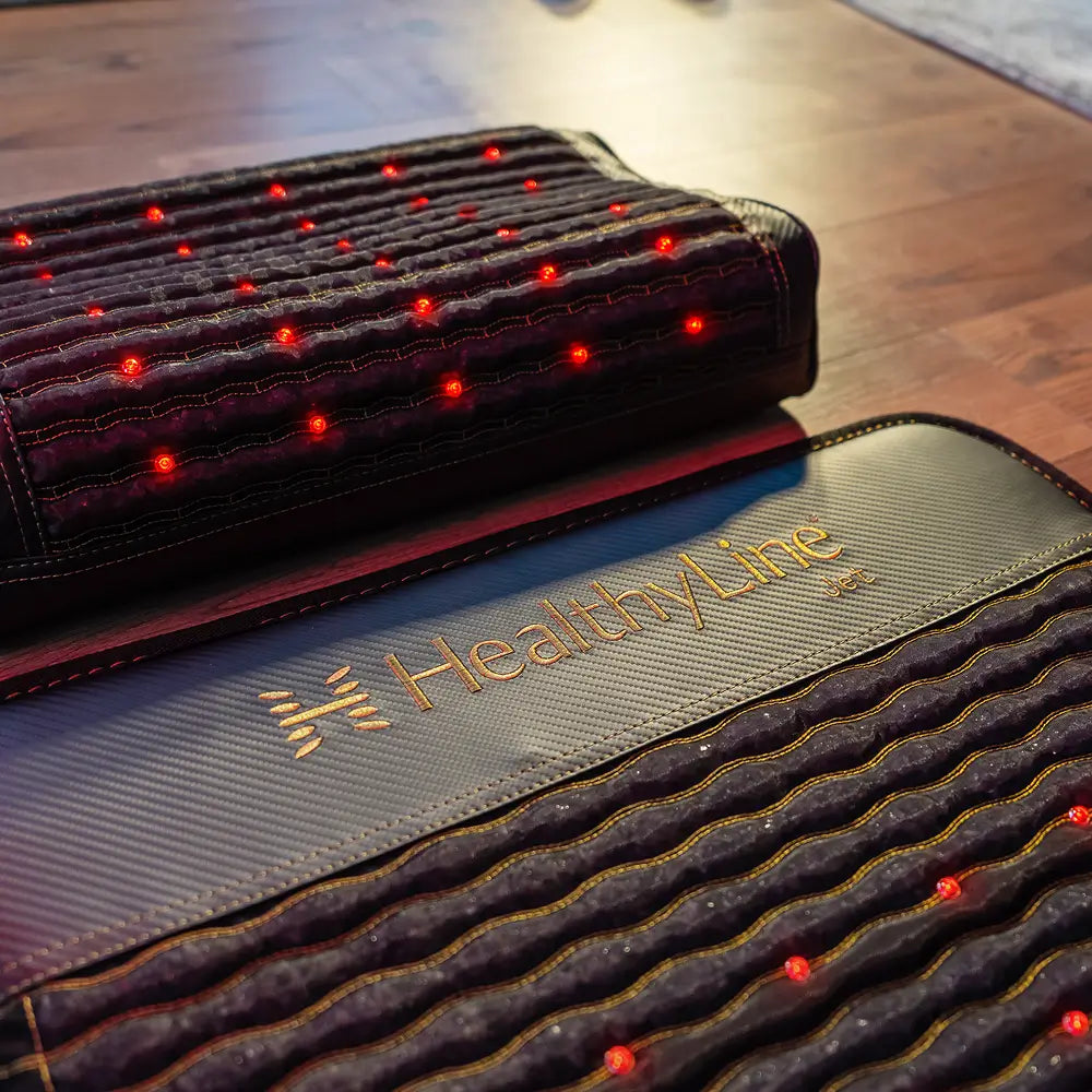 HealthyLine Infrared Pillow showcasing far infrared heat and red light therapy for relaxation and recovery.
