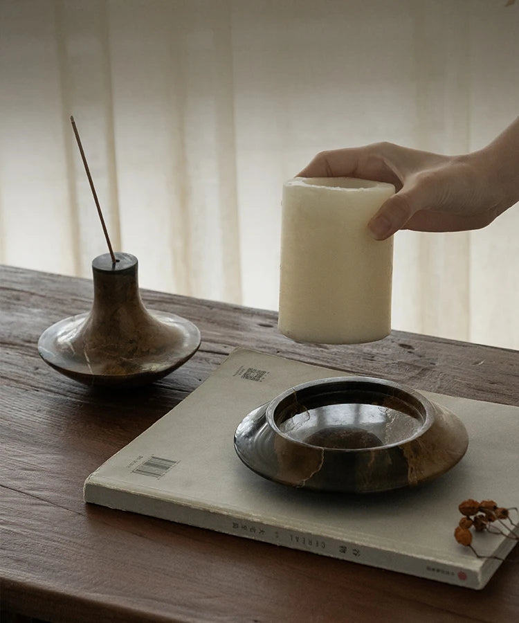 Travertine Incense Holder