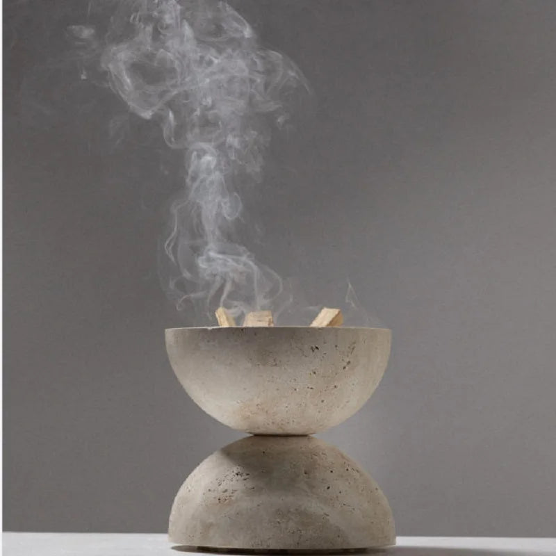 Travertine Sphere Incense Burner