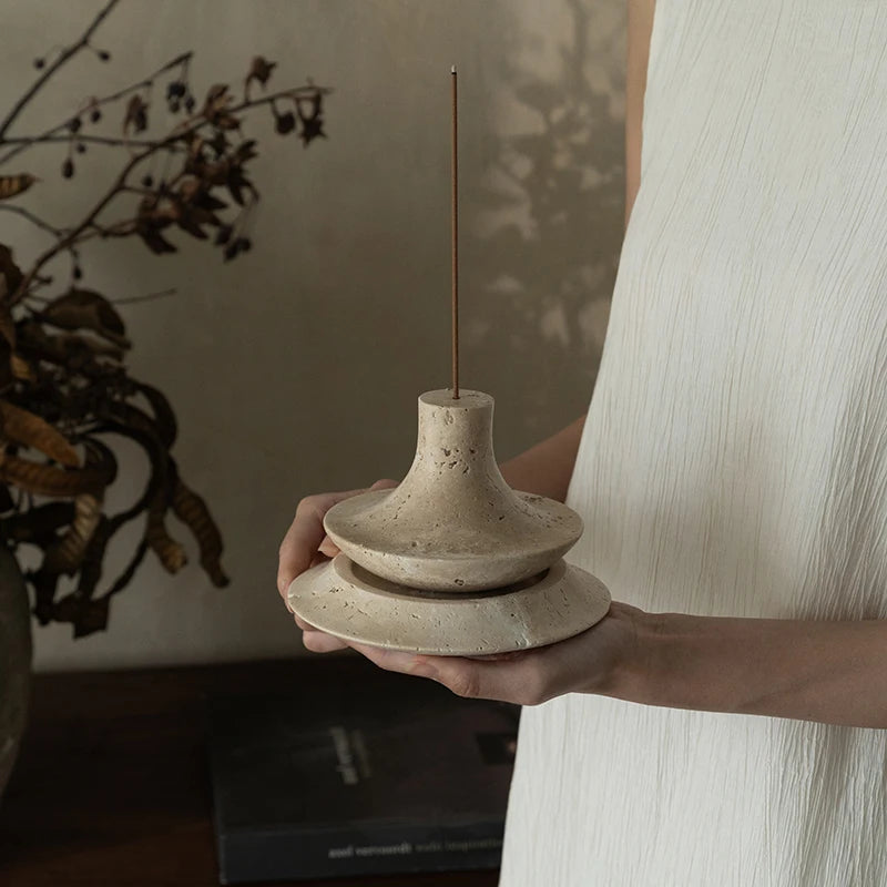 Travertine Incense Holder