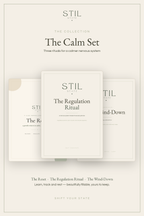 The Calm Set featuring The Reset, The Regulation Ritual, and The Wind-Down for a calmer nervous system.