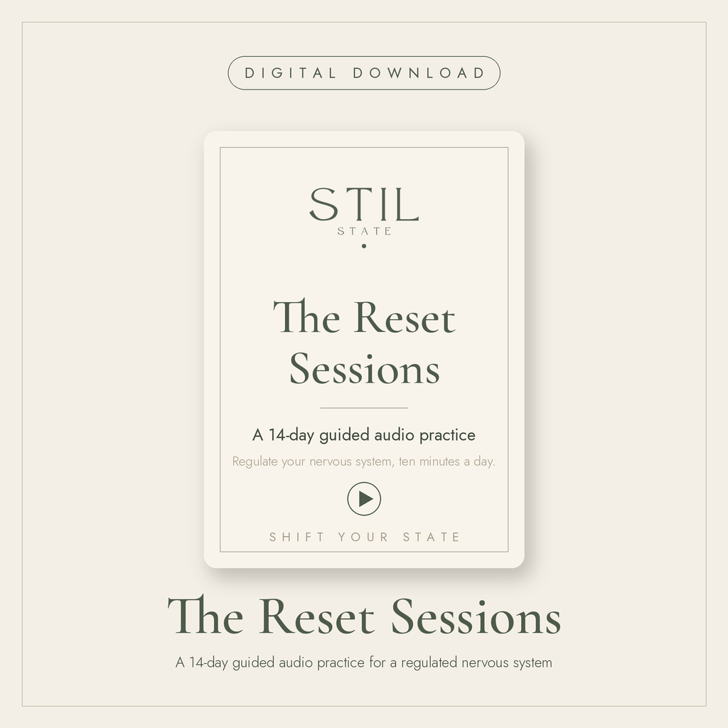 The Reset Sessions digital download for a 14-day guided audio practice to regulate your nervous system.