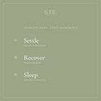 Image showing The Reset Sessions three movements: Settle, Recover, and Sleep for a guided audio practice.