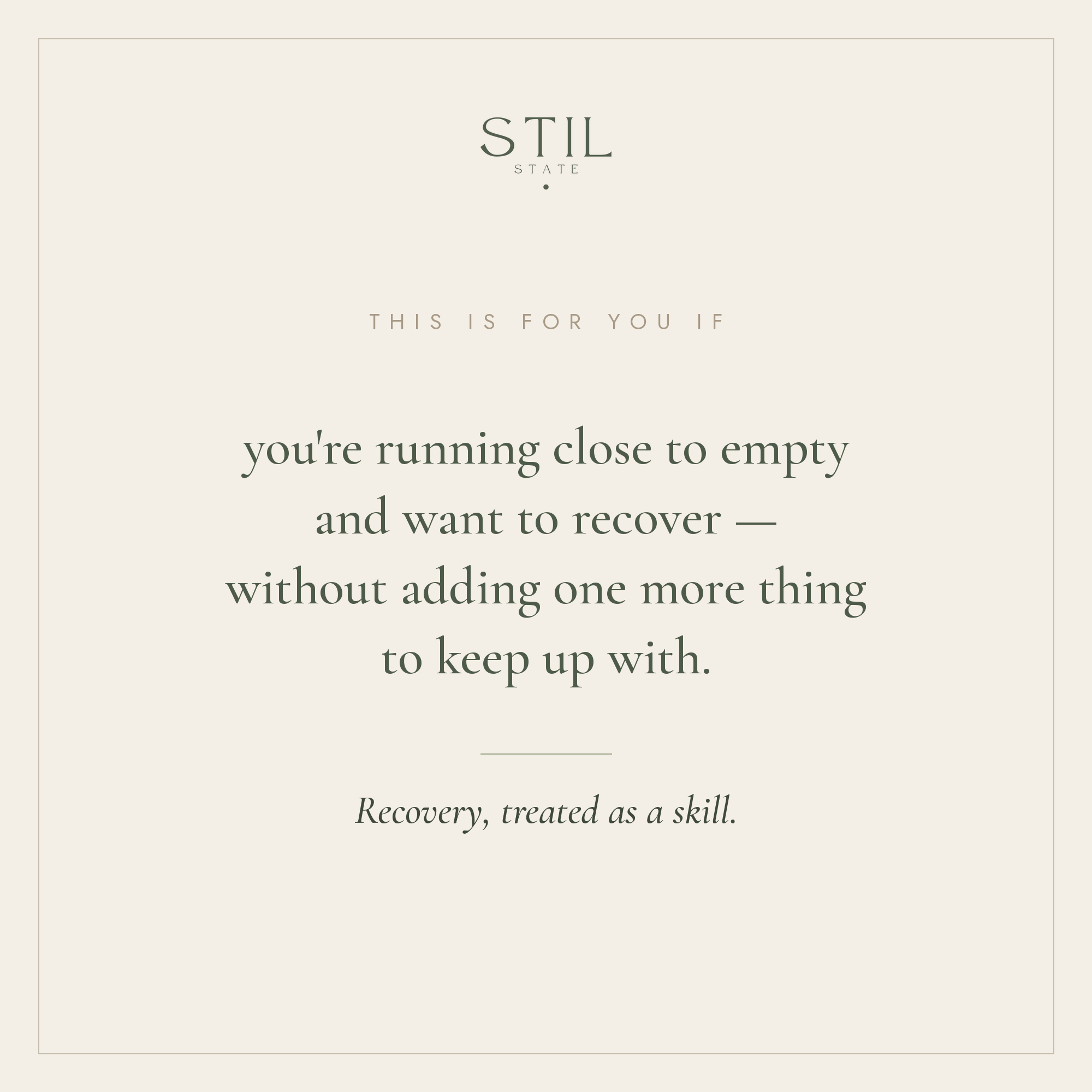 Image promoting recovery as a skill for those feeling close to empty and seeking to rejuvenate.