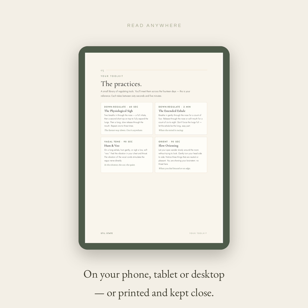 Image of a toolkit for practices, readable on devices or printed, emphasizing accessibility and convenience.