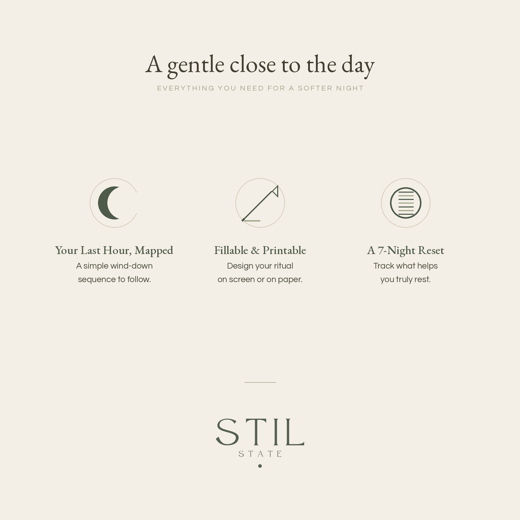 The Wind-Down features a gentle night ritual with tools for a softer close to the day and restful sleep.