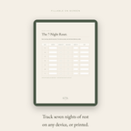 The Wind-Down 7-Night Reset tracking sheet for restful sleep, fillable on any device or printed.